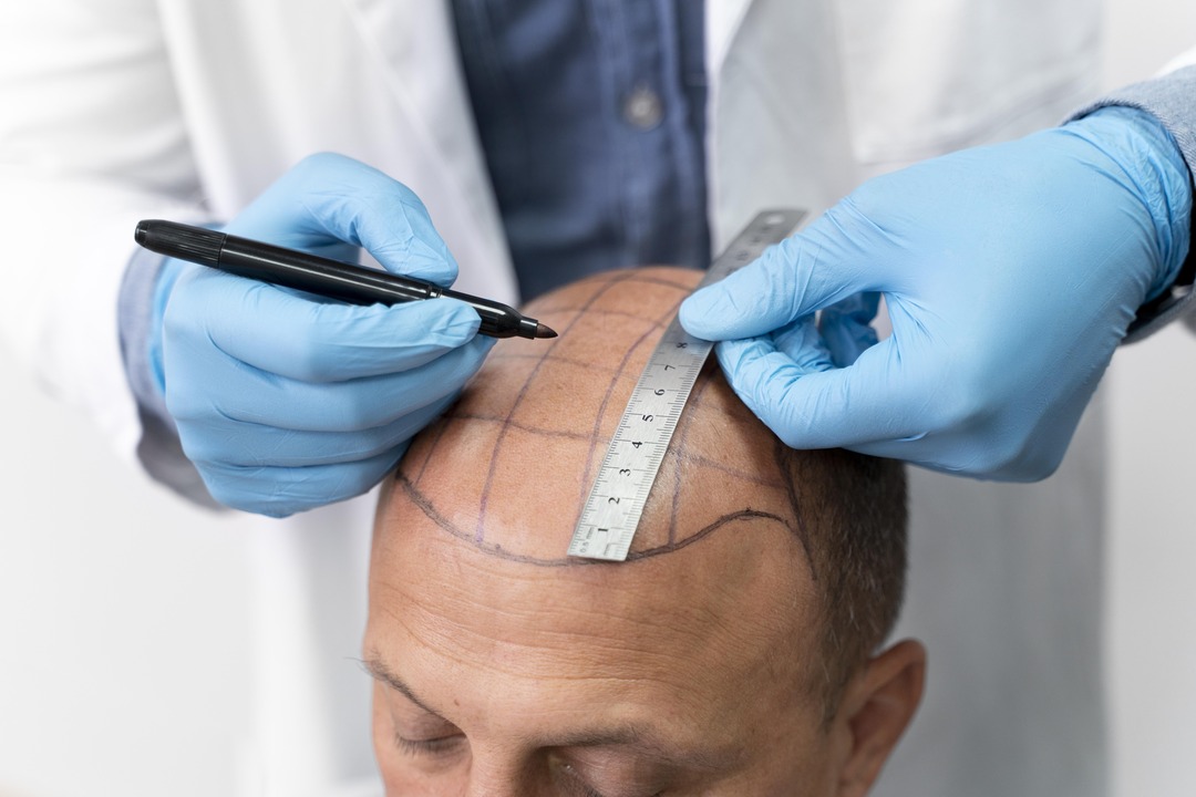 a man taking hair transplant treatment